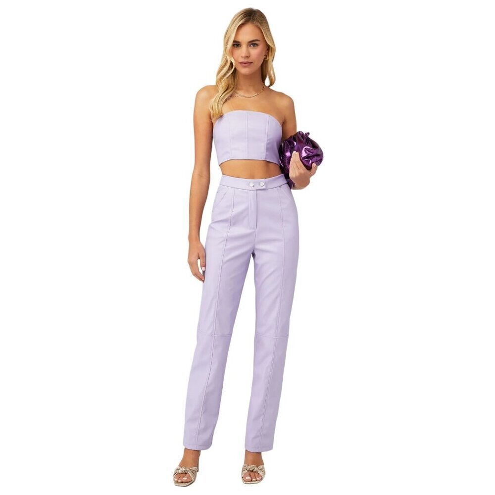 4th&Reckless Tropez Leather Trouser in Lilac Small Womens Vegan Faux Leather
